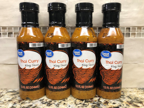 4 BOTTLES Great Value Thai Curry Wing Sauce 12 oz Chicken Dip BBQ