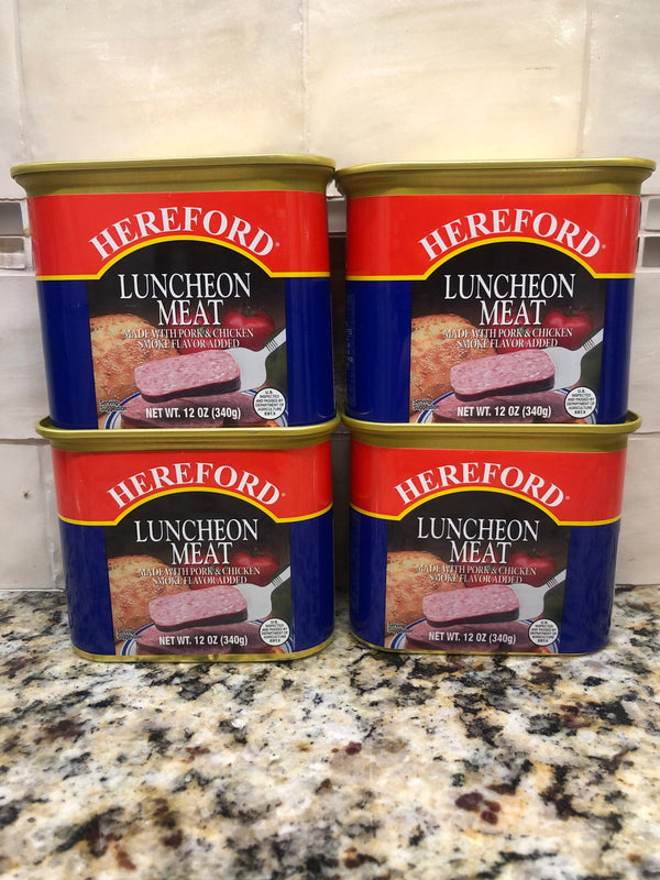 4 CANS Hereford Luncheon Meat w/ Pork & Chicken Smoke Flavor 12 Oz