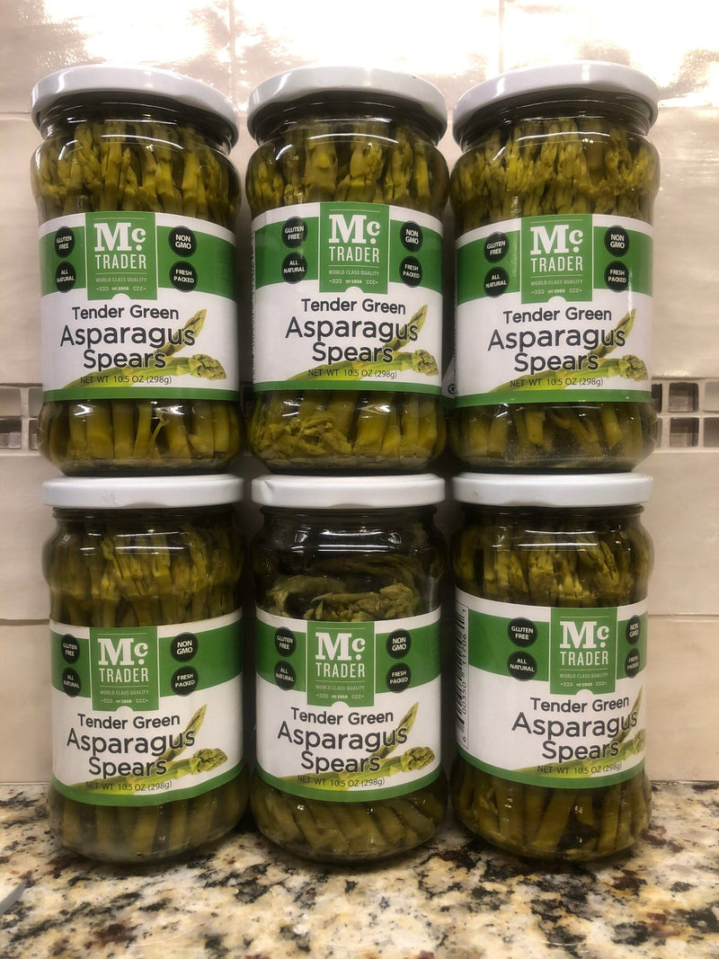 6 JARS Mc Trader Tender Green Asparagus Spears 10.5 oz. Jar