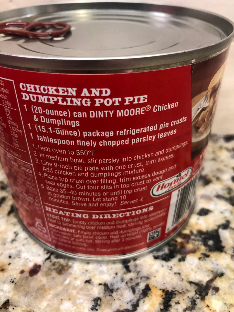 4 CANS Dinty Moore Chicken and Dumplings 20 oz Can Pastry Biscuit heat & eat