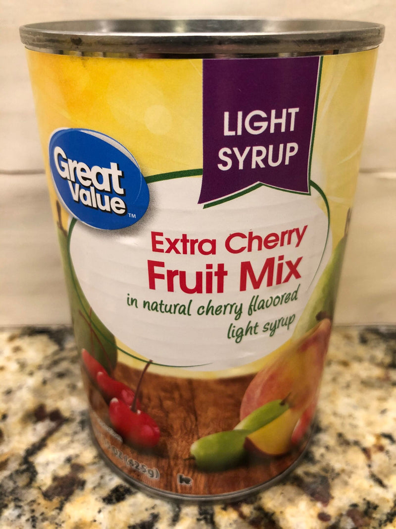 6 CANS Great Value Light Syrup Extra Cherry Fruit Mix 15 oz can