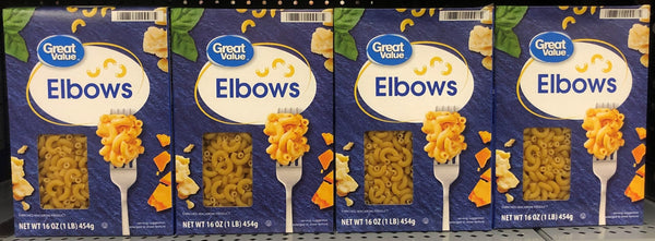 4 BOXES Great Value Elbows Pasta 16 oz Enriched Macaroni and Cheese