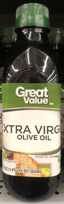 FOUR Bottles Great Value Extra Virgin Olive Oil 17 fl oz Bottle Salad Dipping