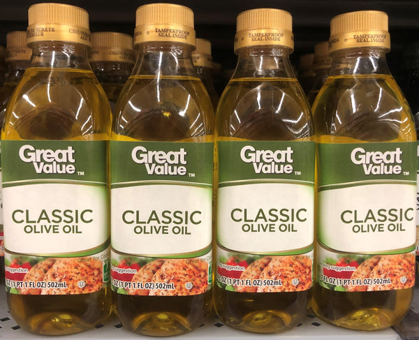 FOUR Bottles Great Value Classic Olive Oil 17 fl oz Bottle Light Cooking