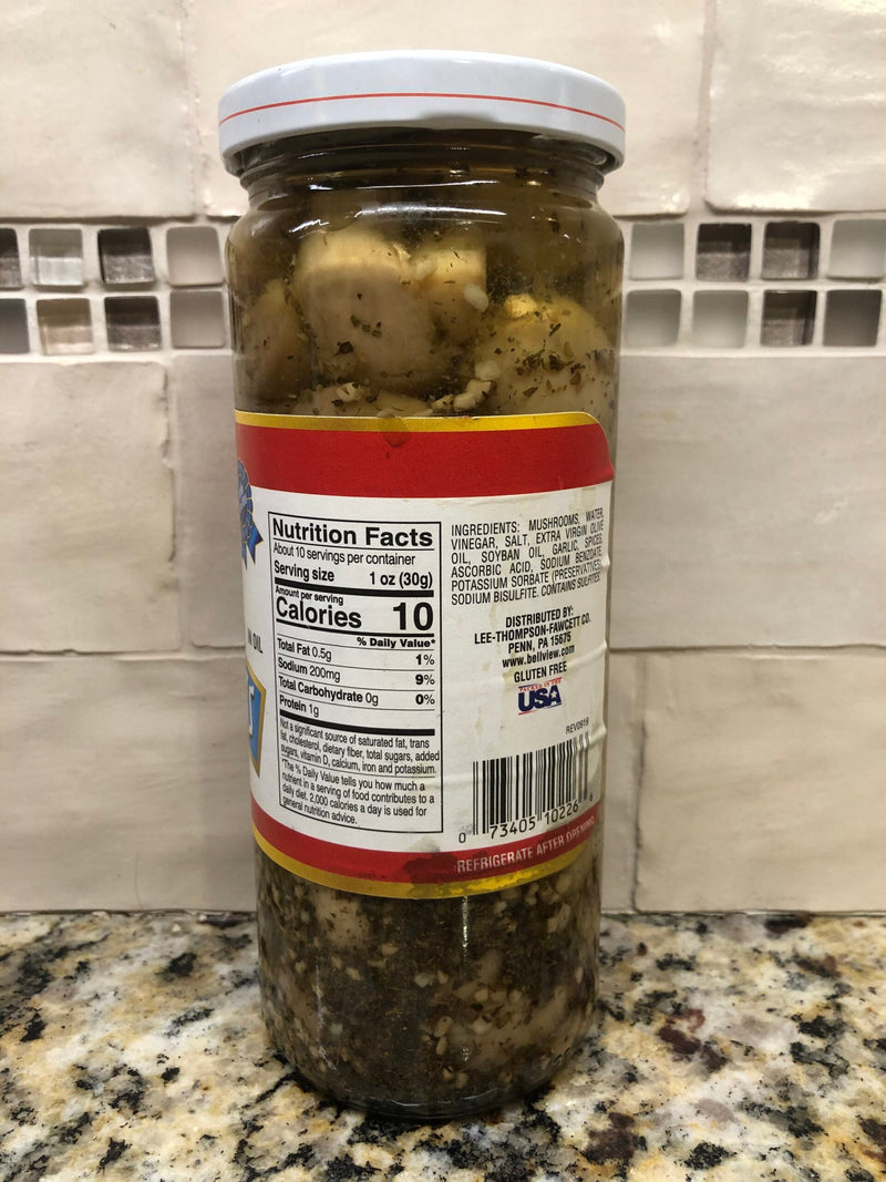 Bell-View Fancy Marinated Mushrooms in Oil 16.0 FL OZ pickled sweet tangy pickle