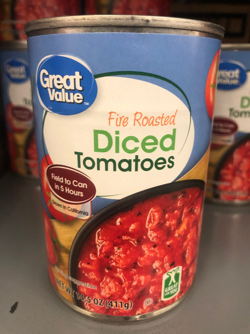 6 CANS Great Value Fire Roasted Diced Tomatoes 14.5 oz Can chili spaghetti casserole