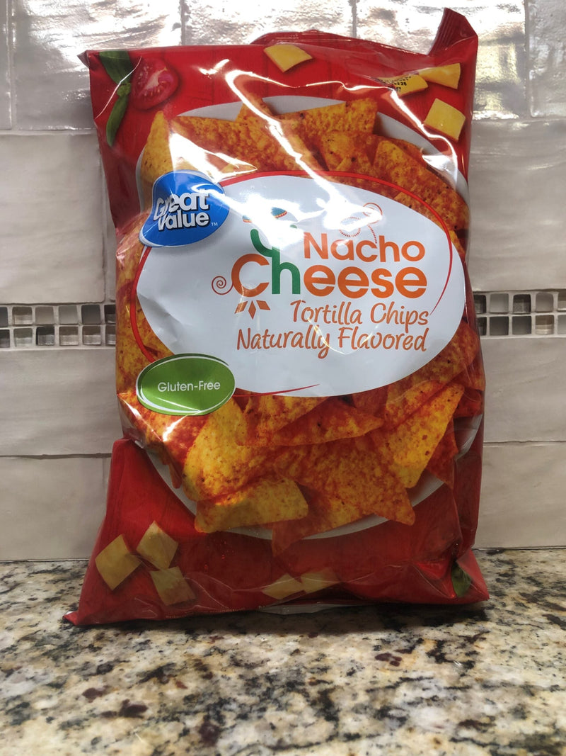 Great Value Nacho Cheese Tortilla Corn Chips Party Size 15 oz Salsa Dip