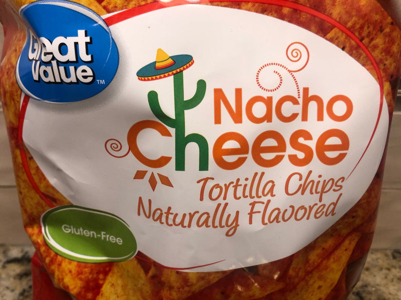 Great Value Nacho Cheese Tortilla Corn Chips Party Size 15 oz Salsa Dip