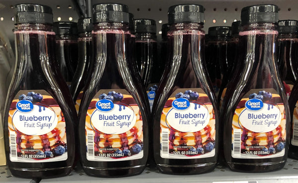 FOUR BOTTLES Great Value Blueberry Fruit Syrup 12 fl oz Pancake Waffle Breakfast