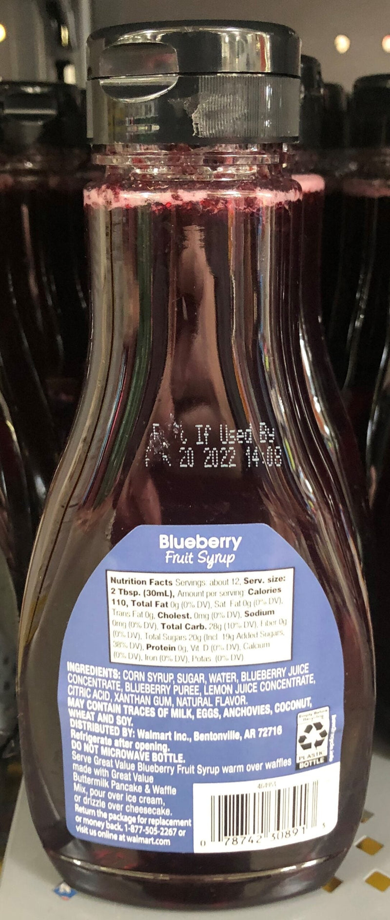 FOUR BOTTLES Great Value Blueberry Fruit Syrup 12 fl oz Pancake Waffle Breakfast