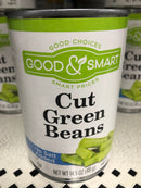 6 CANS Good & Smart Cut Green Beans No Salt Added 14.5 oz Can Vegetable