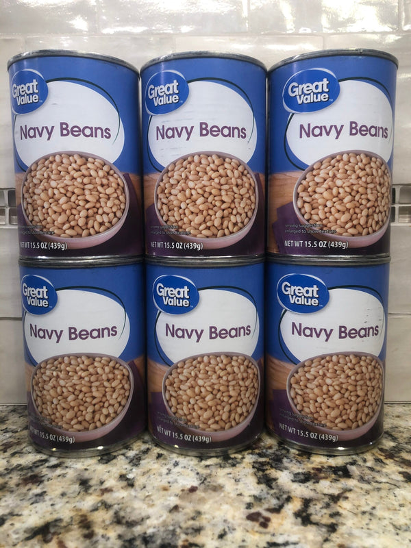 6 CANS Great Value Navy Beans 15.5 oz Can large white beans