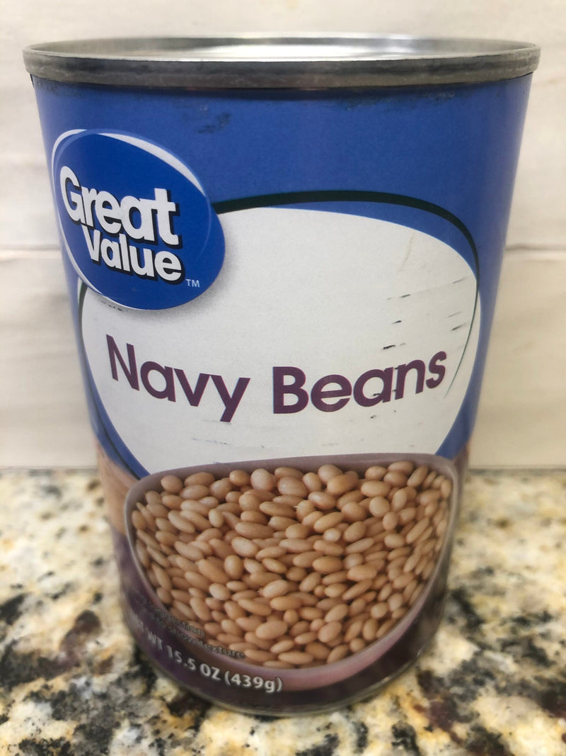 6 CANS Great Value Navy Beans 15.5 oz Can large white beans