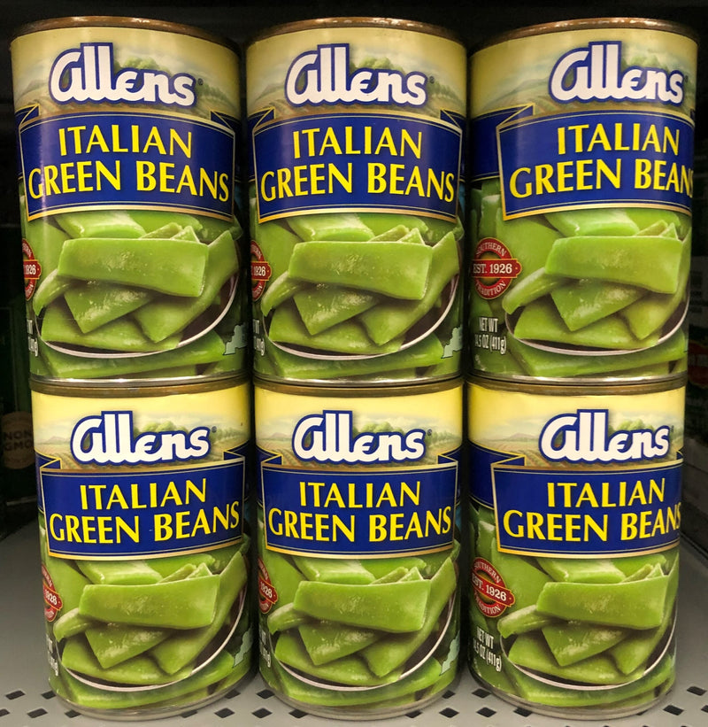 6 CANS Allens Cut Italian Green Beans 14.5 oz Can string snap salad