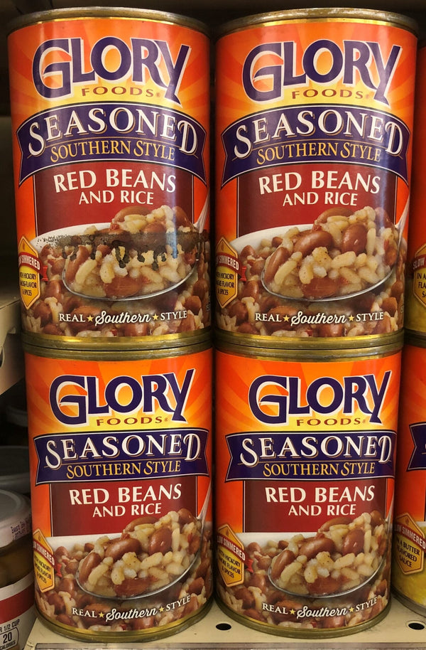 4 CANS Glory Foods Seasoned Southern Style Red Beans and Rice 15 oz Can Fiber