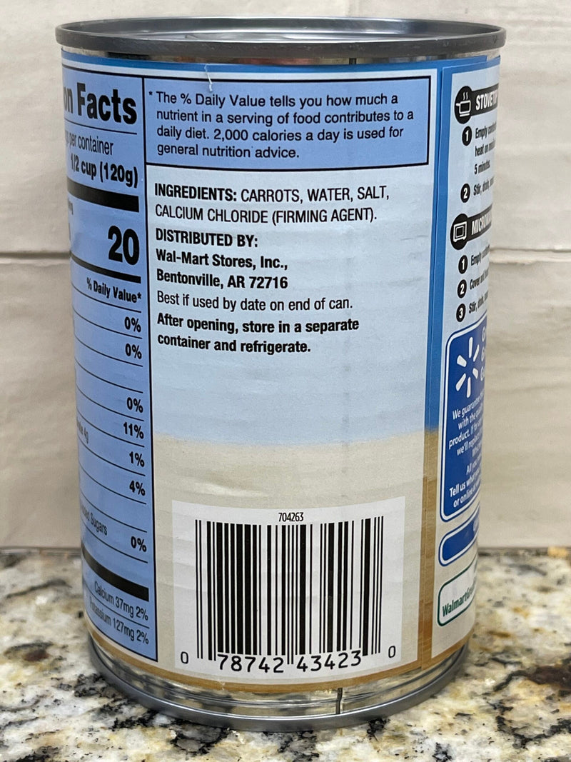 6 CANS Great Value Sliced Carrots 14.5 oz Can Vegetable Salad Juice