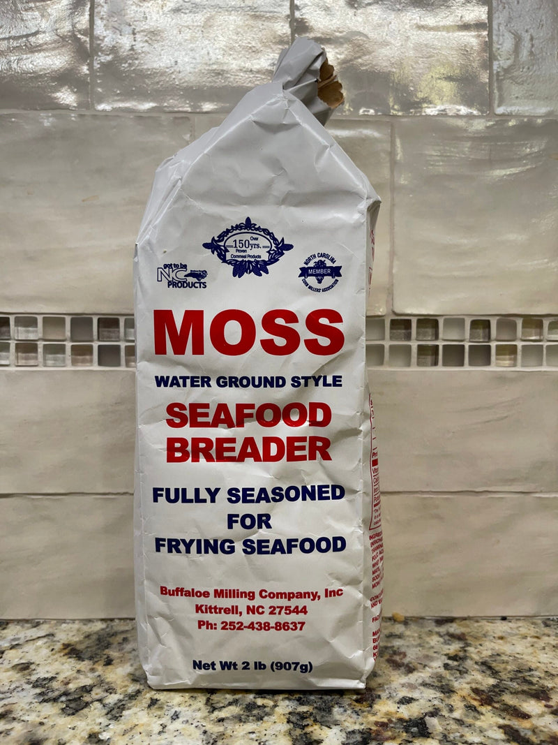 2 BAGS MOSS Water Ground Style Seafood Breader Mix 2 lb flour fish shrimp NC