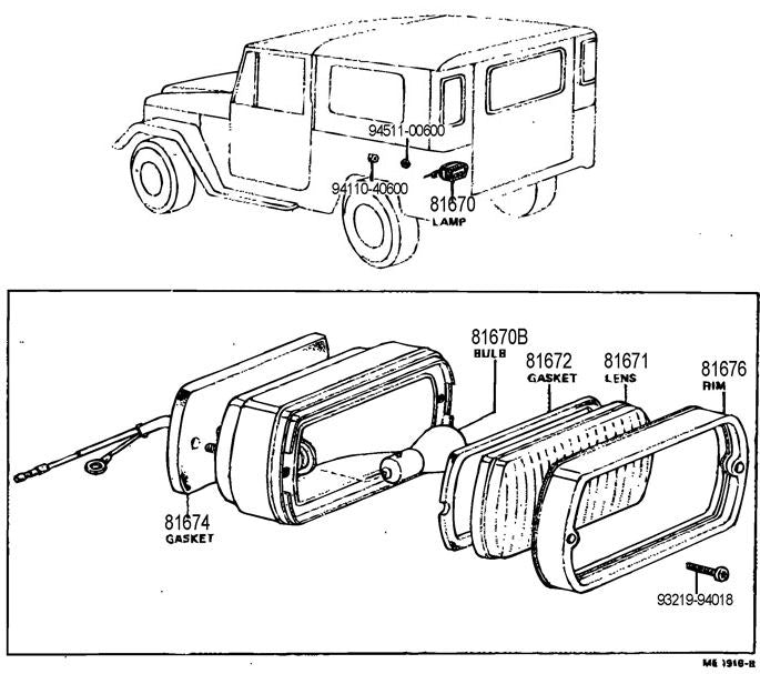 Back Up Lamp Assembley for Land Cruiser 10/69-9/72-0