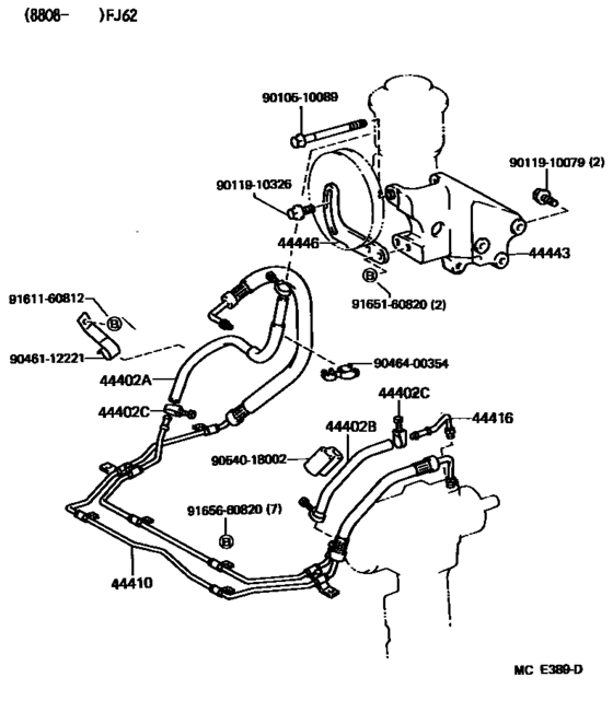 Power Steering Pressure Hose for Toyota Land Cruiser FJ62 89-90