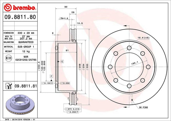 Pair of New UV Coated Brembo Rear Disc Brake Rotors for GMC Yukon Chevrolet Express Silverado