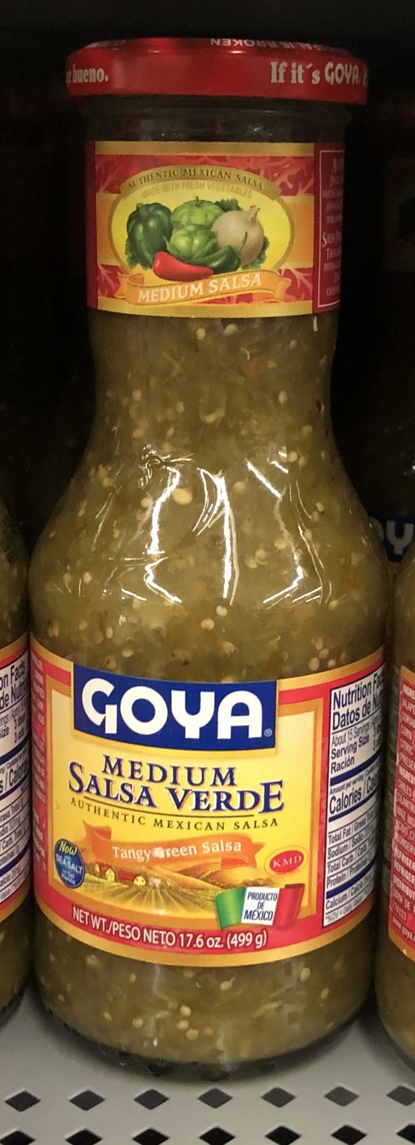 Goya Medium Verde Salsa 17.6 oz Bottle Picante Chip Sauce Dip