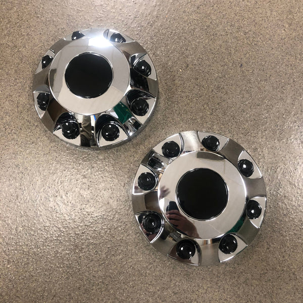 Pair of GMC SIERRA 3500 Dually 8 LUG CHROME WHEEL HUB CENTER CAPS NEW