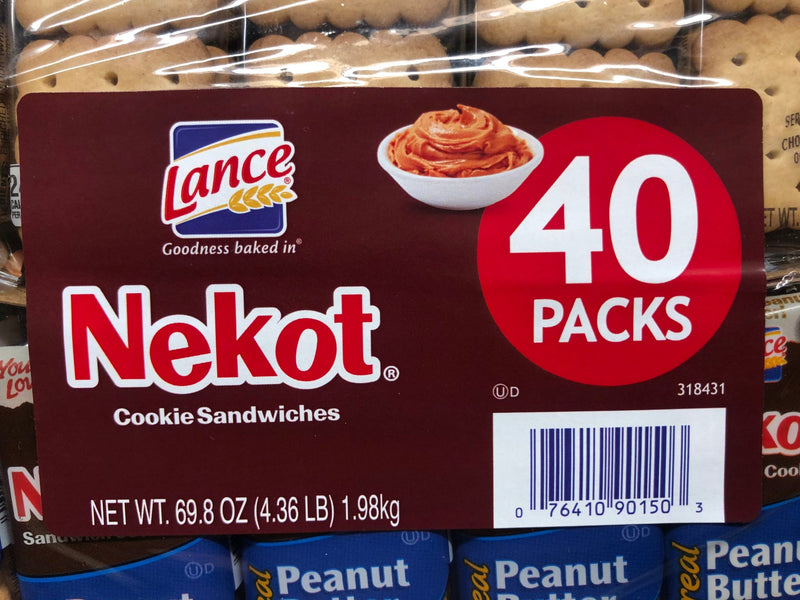 80 Packs Nekot Lance Cookie Sandwich Peanut Butter Crackers NABS