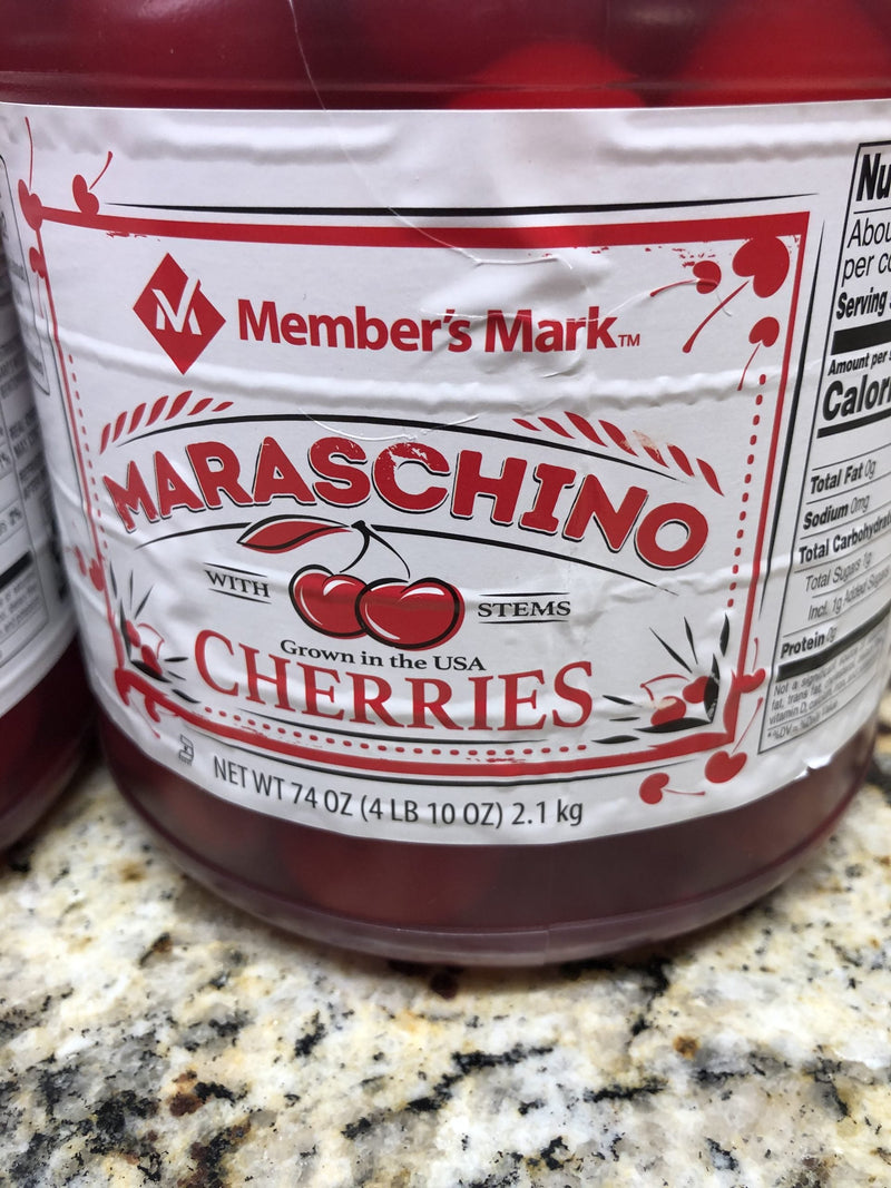 2 JARS Member's Mark Maraschino Cherries 74 oz Jar Fruit Cherry FREE SHIP