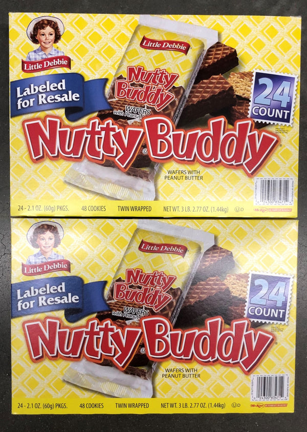 48 Little Debbie Nutty Buddy Wafer Bars 2 Pack Chocolate Peanut Butter