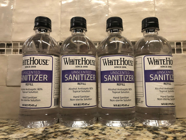 4 BOTTLES White House Vinegar Hand Sanitizer Refill Unscented 16 Oz