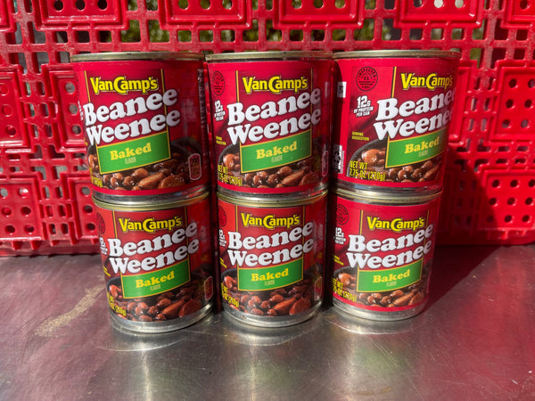 6 CANS Van Camp's Baked Beanee Weenee 7.75 oz can Beans Franks Hot Dogs