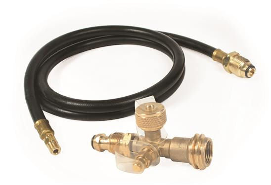 Propane 4 Port Supply Regulator Tee & Hose Trailer Camper RV Motorhome LP Gas-0