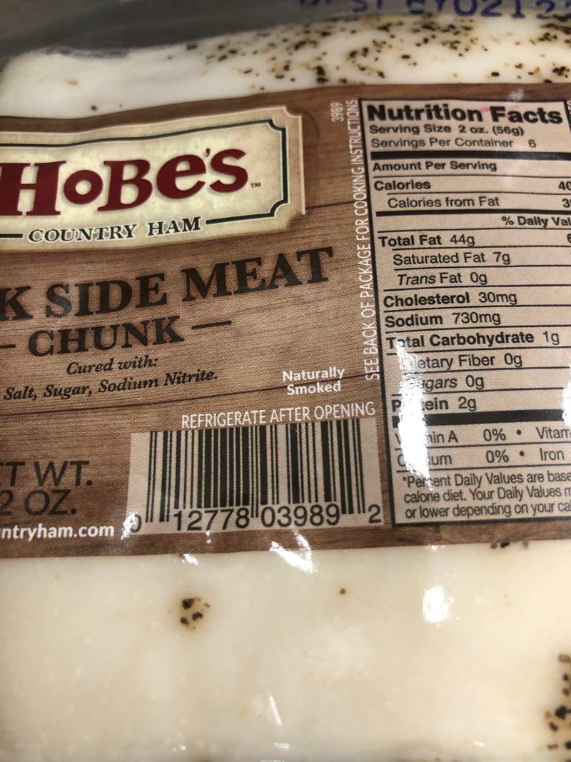 Hobes Country Pork Chunk Sliced Side Meat 12 Oz Flavor Cured Country Ham