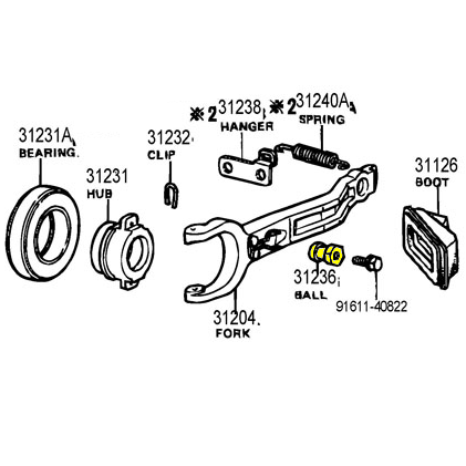 Clutch Release Fork Ball Toyota Land Cruiser 4 Speed 75-86 FJ40 FJ55 FJ60