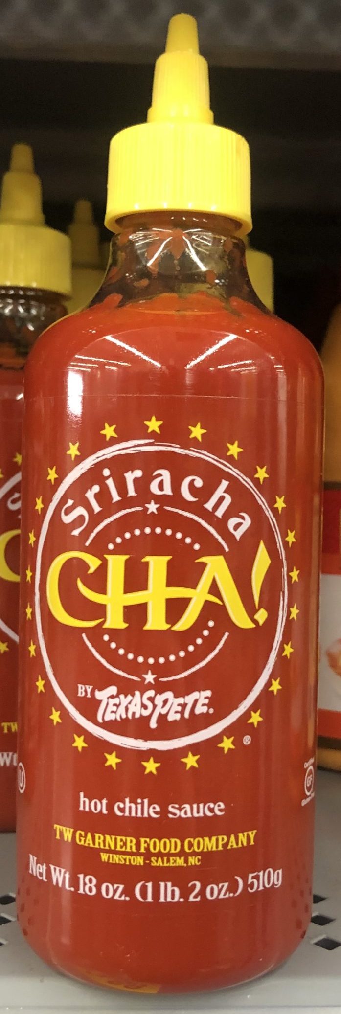 Texas Pete Sriracha CHA! Hot Sauce Pepper Hot Dogs Hamburgers Soup Eggs