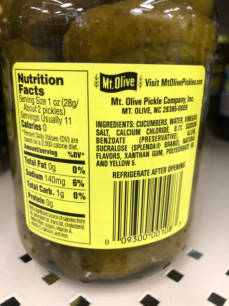 Mount Olive No Sugar Added Sweet Gherkins Pickles 16 oz