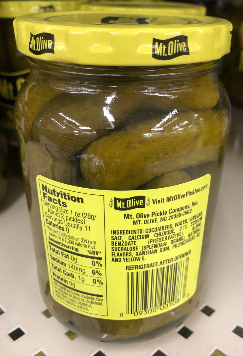 Mount Olive No Sugar Added Sweet Gherkins Pickles 16 oz