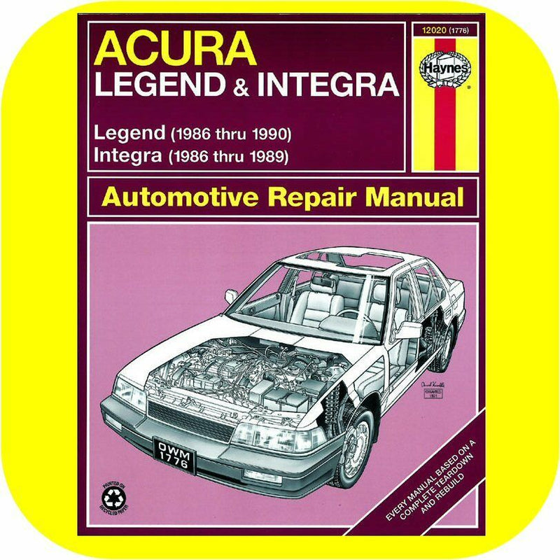 Repair Manual Book Acura Integra & Legend 86-90 owners