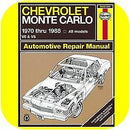 Repair Manual Book Chevrolet Monte Carlo 70-88 Owners