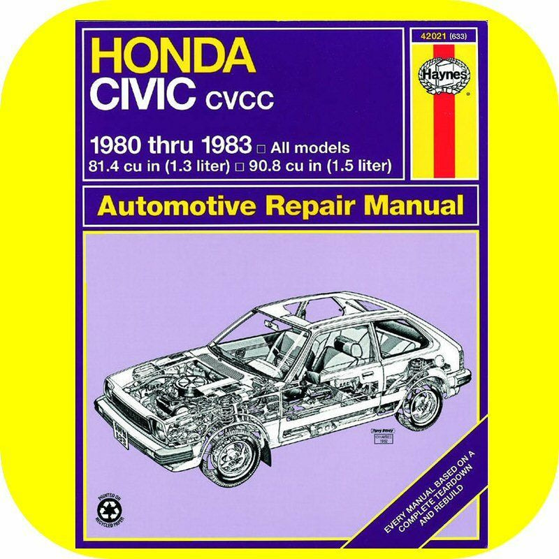 Repair Manual Book Honda Civic 1300 1500 80-83 Owners