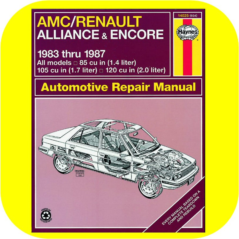 Repair Manual Book AMC Renault Alliance Encore 83-87