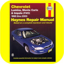 Repair Manual Book Chevy Lumina Monte Carlo Impala 95-01