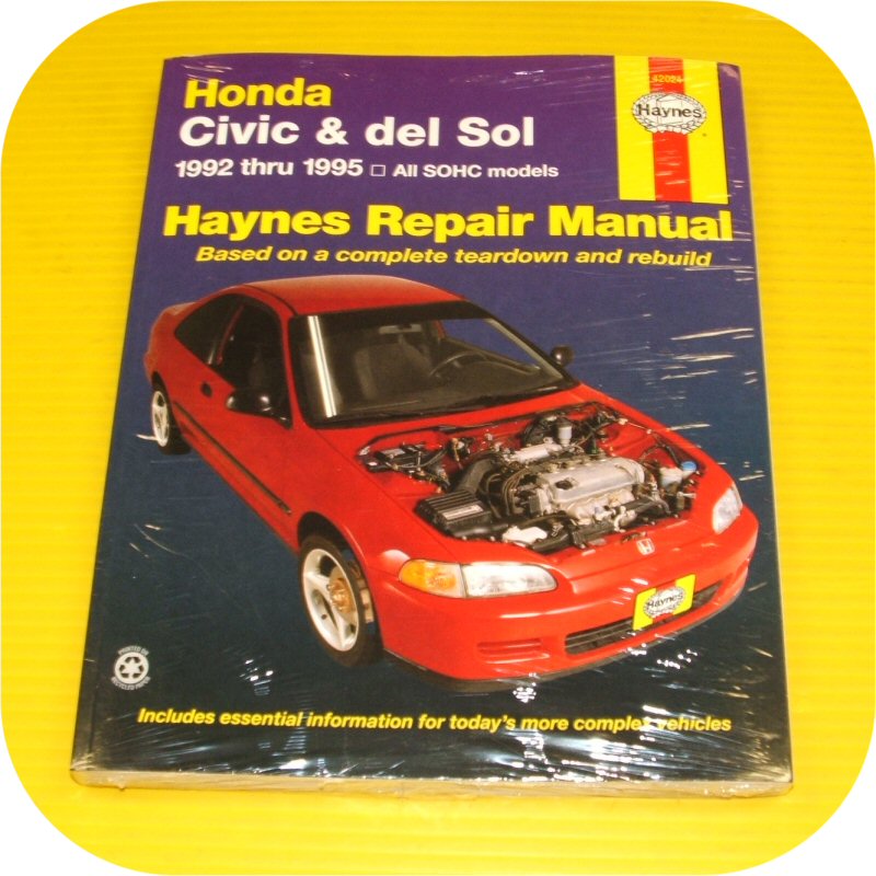 Repair Manual Book Honda Civic & del Sol 92-95 Owners