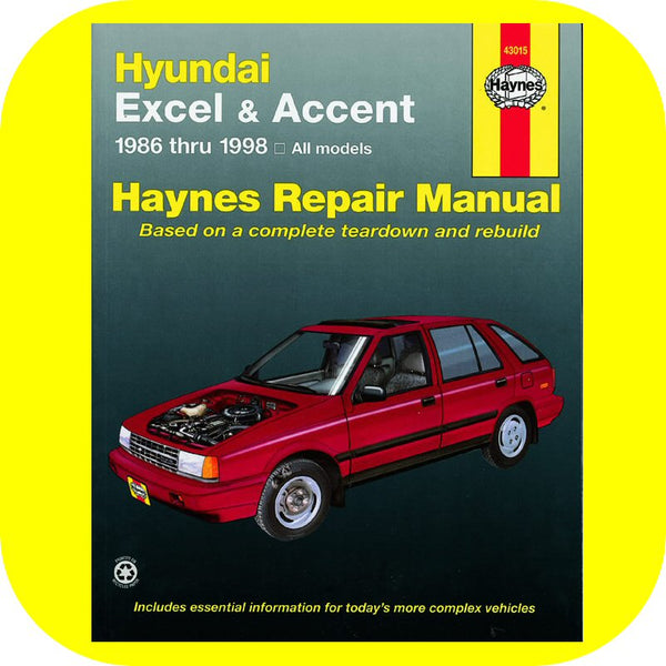 Repair Manual Book for Hyundai Excel & Accent 86-98 Owners