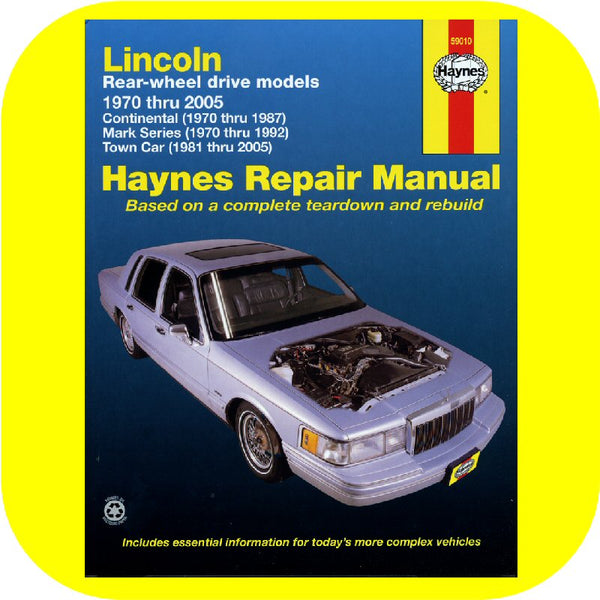 Repair Manual Book Lincoln Continental Town Car Mark V