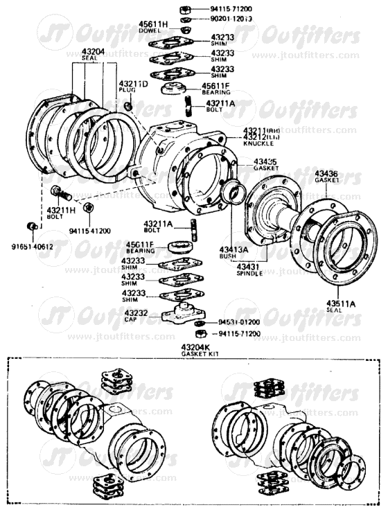 Knuckle Bearing Rebuild Kit for Toyota Land Cruiser FJ40 FJ60 FJ62