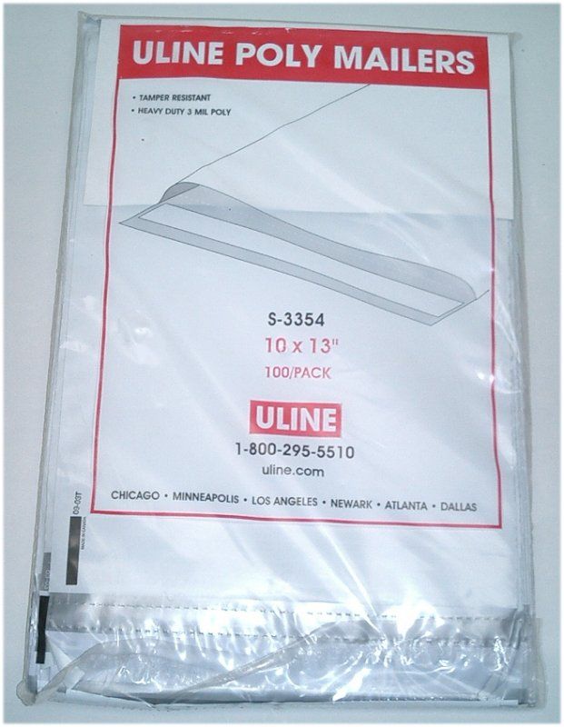 ULINE Pack 100 Poly Mailers 10x13" UPS USPS Envelope NR