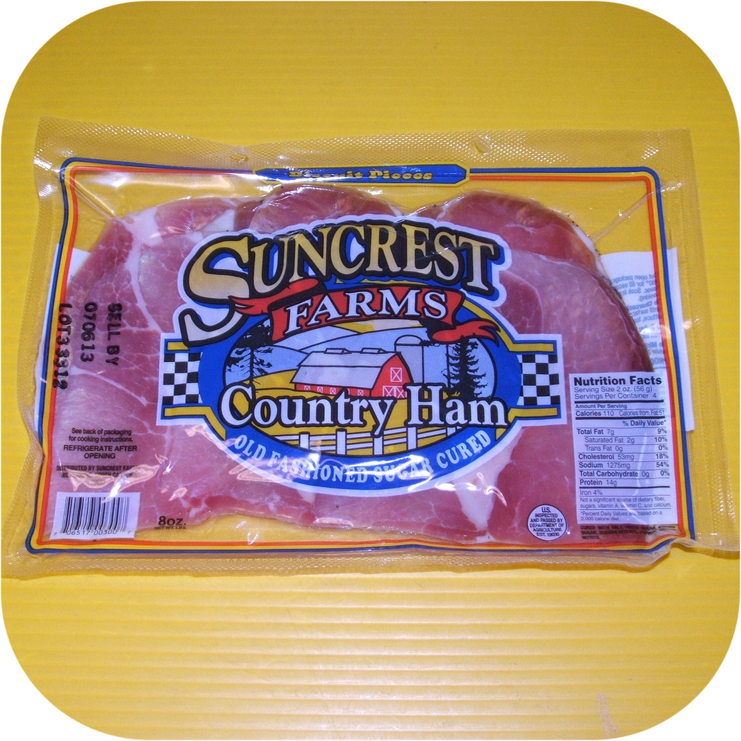 Suncrest Farms Old Fashioned Sugar Cured Country Ham Pork Slices Biscuit Pieces