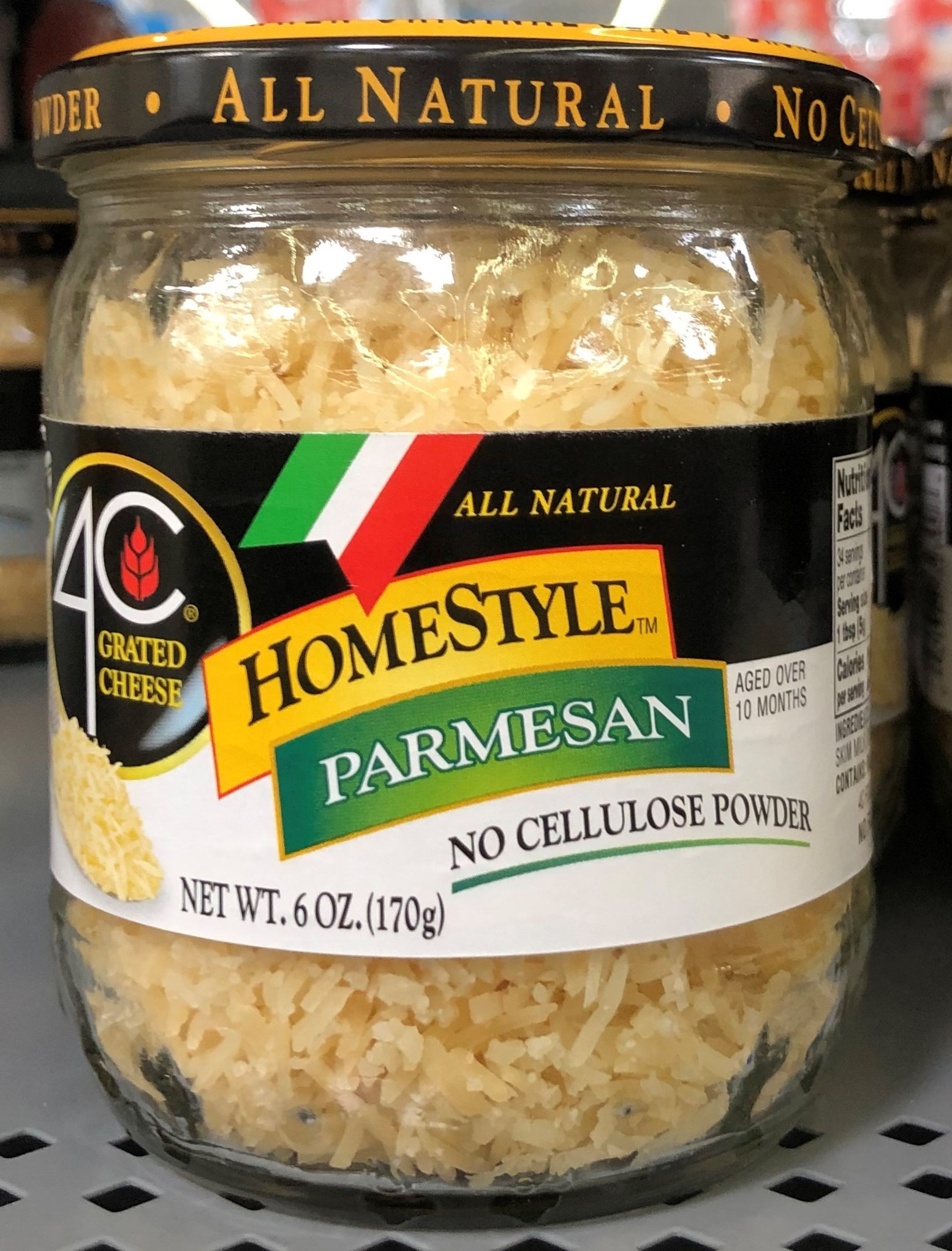 4C HomeStyle All Natural Parmesan Grated Cheese 6 oz. Jar Spaghetti Alfredo