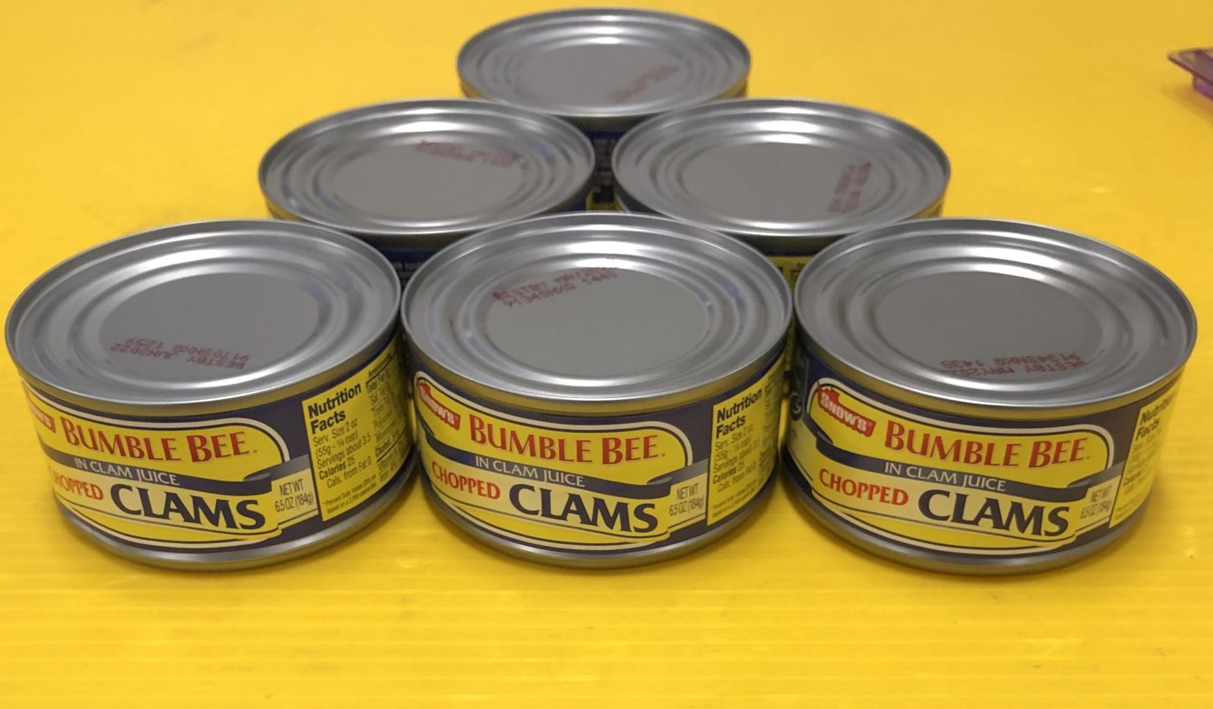 6 CANS BUMBLE BEE Snow's Ocean Chopped Clams Can Chowder Dip
